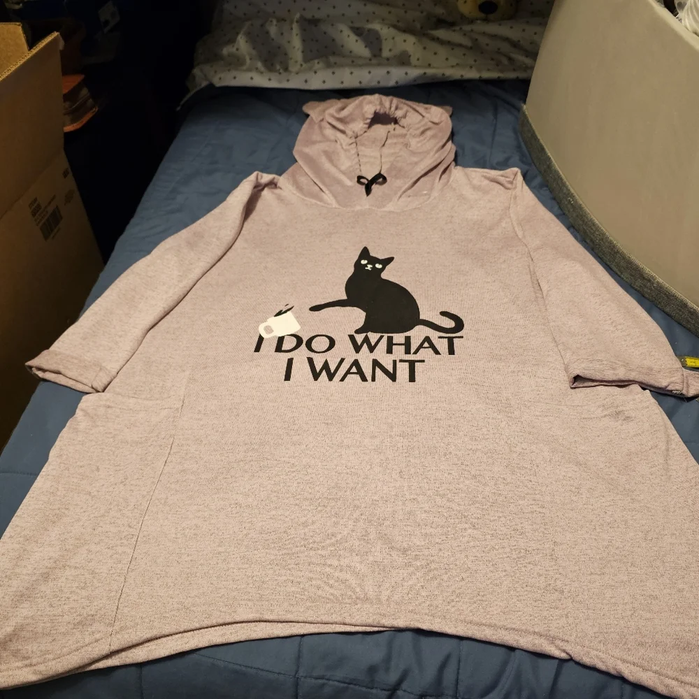 Cat Ear Hoodie for Cat Lovers - Pink 5XL . I Do What I Want